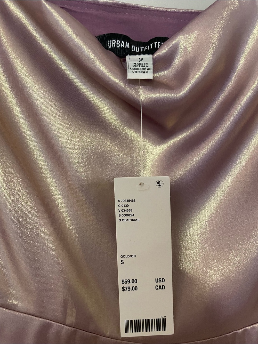Urban Outfitters Mallory Metallic Asymmetrical Slip Dress - Picture 9 of 10